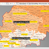 PowerPoint-Karte Hessen Landkreise Gemeinden Regierungsbezirke Vektorkarte, PowerPoint-Karte Hessen Gemeinden, Karte PowerPoint Hessen Gemeinden, Karte PowerPoint Hessen Landkreise