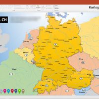 D-A-CH PowerPoint-Karte Deutschland Austria Schweiz mit Bundesländern / Kantonen, Karte PowerPoint Deutschland Schweiz Österreich DACH D-A-CH, PowerPoint-Karte D-A-CH