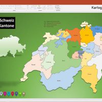 D-A-CH PowerPoint-Karte Deutschland Austria Schweiz mit Bundesländern / Kantonen, Karte PowerPoint Deutschland Schweiz Österreich DACH D-A-CH, PowerPoint-Karte D-A-CH