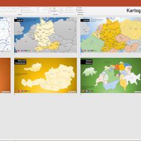 D-A-CH PowerPoint-Karte Deutschland Austria Schweiz mit Bundesländern / Kantonen, Karte PowerPoint Deutschland Schweiz Österreich DACH D-A-CH, PowerPoint-Karte D-A-CH