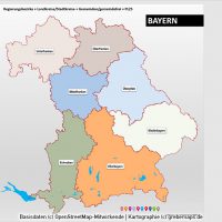 PowerPoint-Karte Bayern Regierungsbezirke Landkreise Gemeinden Postleitzahlen PLZ-5, Karte PLZ Bayern PowerPoint, Karte Landkreise Bayern PowerPoint, Karte Gemeinden Bayern PowerPoint