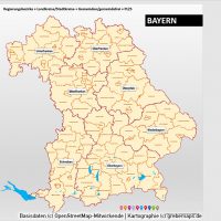 PowerPoint-Karte Bayern Regierungsbezirke Landkreise Gemeinden Postleitzahlen PLZ-5, Karte PLZ Bayern PowerPoint, Karte Landkreise Bayern PowerPoint, Karte Gemeinden Bayern PowerPoint