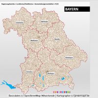 PowerPoint-Karte Bayern Regierungsbezirke Landkreise Gemeinden Postleitzahlen PLZ-5, Karte PLZ Bayern PowerPoint, Karte Landkreise Bayern PowerPoint, Karte Gemeinden Bayern PowerPoint