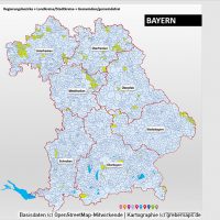 PowerPoint-Karte Bayern Regierungsbezirke Landkreise Gemeinden Postleitzahlen PLZ-5, Karte PLZ Bayern PowerPoint, Karte Landkreise Bayern PowerPoint, Karte Gemeinden Bayern PowerPoint
