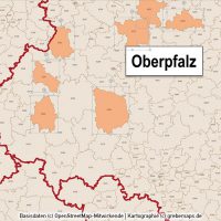 PowerPoint-Karte Bayern Regierungsbezirke Landkreise Gemeinden Postleitzahlen PLZ-5, Karte PLZ Bayern PowerPoint, Karte Landkreise Bayern PowerPoint, Karte Gemeinden Bayern PowerPoint