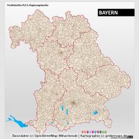 PowerPoint-Karte Bayern Postleitzahlen PLZ-5 (5-stellig) mit München, PowerPoint-Karte Postleitzahlen Bayern, PowerPoint-Karte PLZ Bayern, PowerPoint-Karte Postleitzahlen 5-stellig Bayern, PowerPoint-Karte PLZ-5 Bayern, PLZ-Karte Bayern PowerPoint