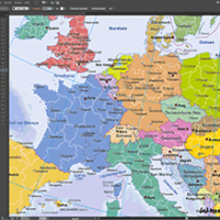Europakarte Vektor mit Provinzen flächentreu, Karte Europa flächentreu, Europakarte flächentreu, Karte Vektor Europa AI