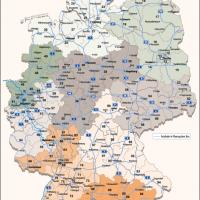 Deutschland Postleitzahlenkarte Vektor PLZ-2 mit Autobahnen, Karte Postleitzahlen Deutschland PLZ-2, Karte PLZ-2 Deutschland, Karte PLZ Deutschland Vektor