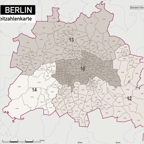 Berlin Karte Postleitzahlen PLZ-5-2 Vektorkarte, Karte Berlin PLZ, Postleitzahlenkarte Berlin, Berlin PLZ Karte, Karte PLZ Berlin, Karte PLZ 5-stellig Berlin