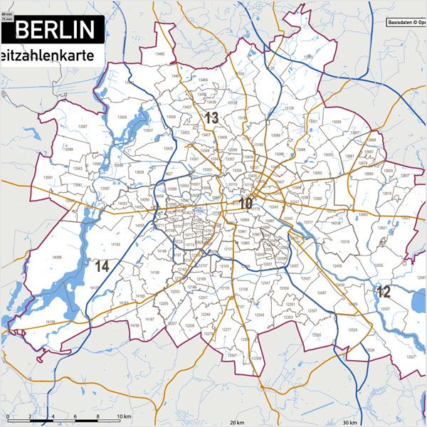 Berlin Karte Postleitzahlen PLZ-5-2 Vektorkarte, Karte Berlin PLZ, Postleitzahlenkarte Berlin, Berlin PLZ Karte, Karte PLZ Berlin, Karte PLZ 5-stellig Berlin, Vektorkarte PLZ Berlin