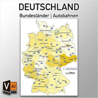 Deutschland Bundesländer Autobahnen Vektorkarte, Karte Deutschland Bundesländer, Vektorkarte Deutschland Bundesländer, Karte Deutschland Autobahnen