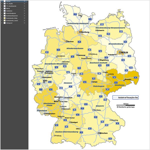 Deutschland Bundesländer Autobahnen Vektorkarte, Karte Deutschland Bundesländer, Vektorkarte Deutschland Bundesländer, Karte Deutschland Autobahnen