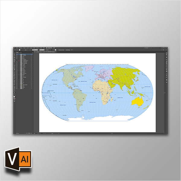 Weltkarte Vektor (Robinson), Vektorkarte Welt Robinson, Karte Vektor Robinson Welt