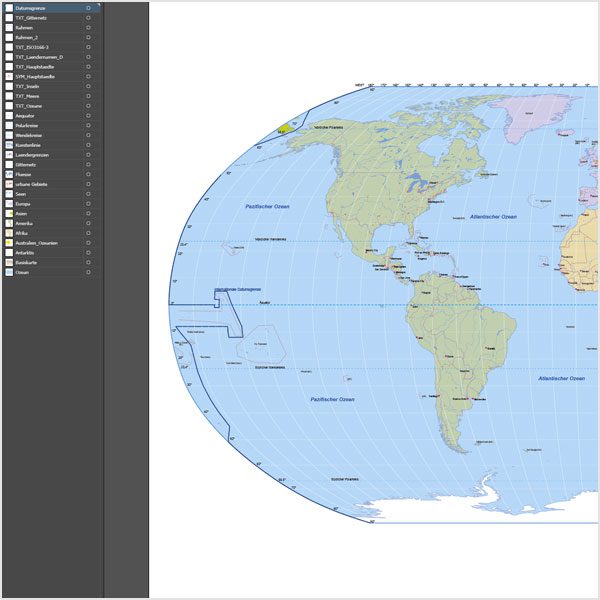 Weltkarte Vektor (Robinson), Vektorkarte Welt Robinson, Karte Vektor Robinson Welt
