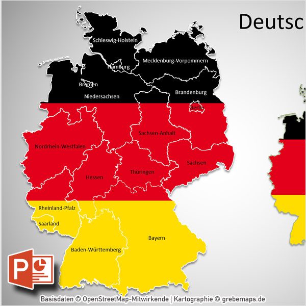 PowerPoint-Karte Deutschland Bundesländer, Karte Deutschland Bundesländer, Bundesländer Karte Deutschland PowerPoint