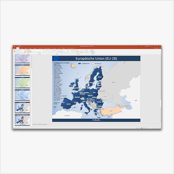 PowerPoint-Karte Europa EU-28, PowerPoint-Karte Europa EU-28, Karte PowerPoint Europa