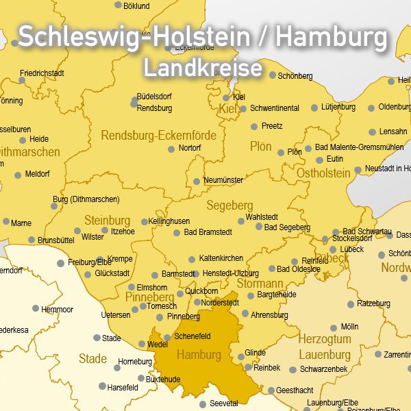 PowerPoint-Karte Schleswig-Holstein Hamburg Landkreise, Karte PowerPoint Schleswig-Holstein Landkreise, Karte Landkreise Schleswig-Holstein PowerPoint