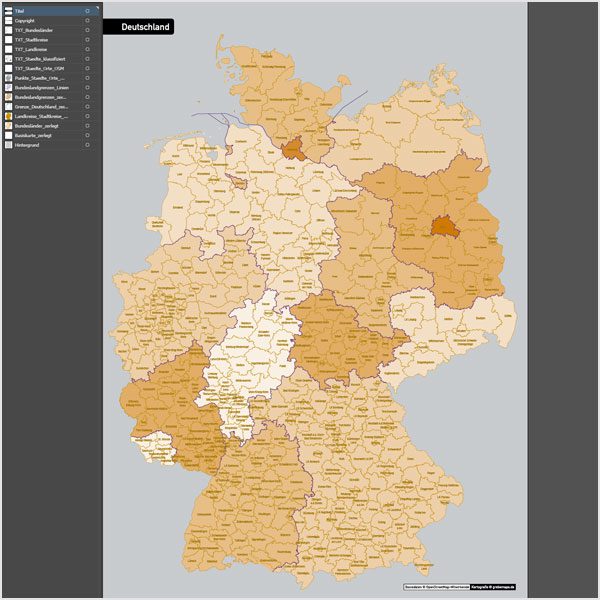 Deutschland Landkreise Stadtkreise Bundesländer Vektorkarte, Karte Deutschland Landkreise, Karte Deutschland Bundesländer, Karte Landkreise Deutschland