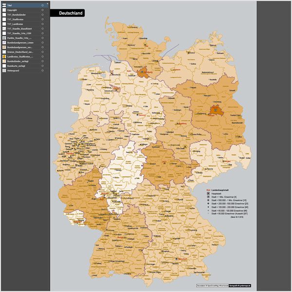 Deutschland Landkreise Stadtkreise Bundesländer Vektorkarte, Karte Deutschland Landkreise, Karte Deutschland Bundesländer, Karte Landkreise Deutschland