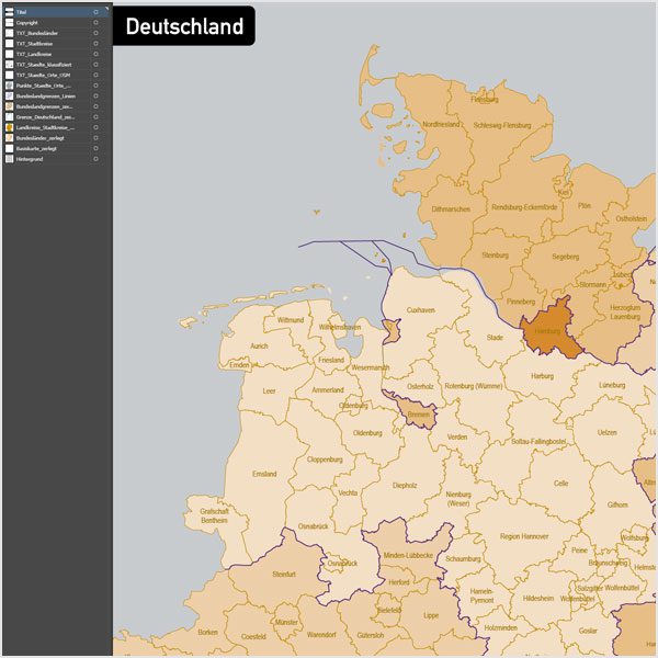 Deutschland Landkreise Stadtkreise Bundesländer Vektorkarte, Karte Deutschland Landkreise, Karte Deutschland Bundesländer, Karte Landkreise Deutschland