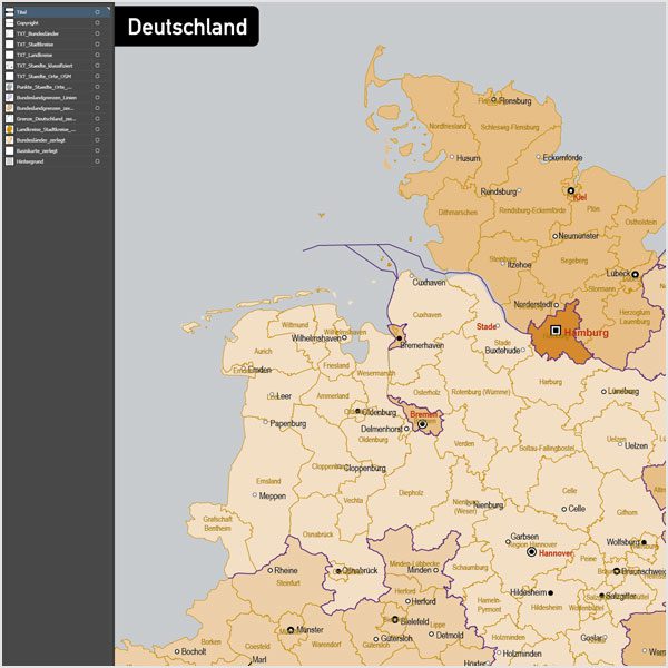 Deutschland Landkreise Stadtkreise Bundesländer Vektorkarte, Karte Deutschland Landkreise, Karte Deutschland Bundesländer, Karte Landkreise Deutschland