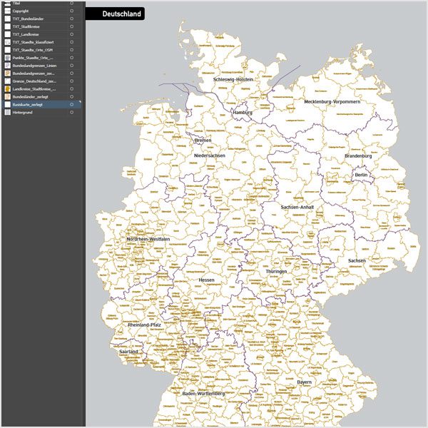 Deutschland Landkreise Stadtkreise Bundesländer Vektorkarte, Karte Deutschland Landkreise, Karte Deutschland Bundesländer, Karte Landkreise Deutschland