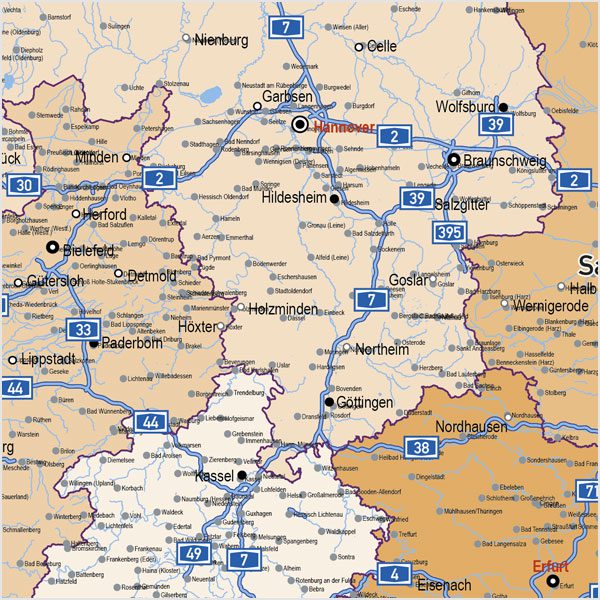 Deutschland Autobahnen Städte Gewässer Bundesländer Vektorkarte, Karte Deutschland Autobahnen Städte, Vektorkarte Deutschland, Karte Vektor Deutschland, editierbar, bearbeitbar