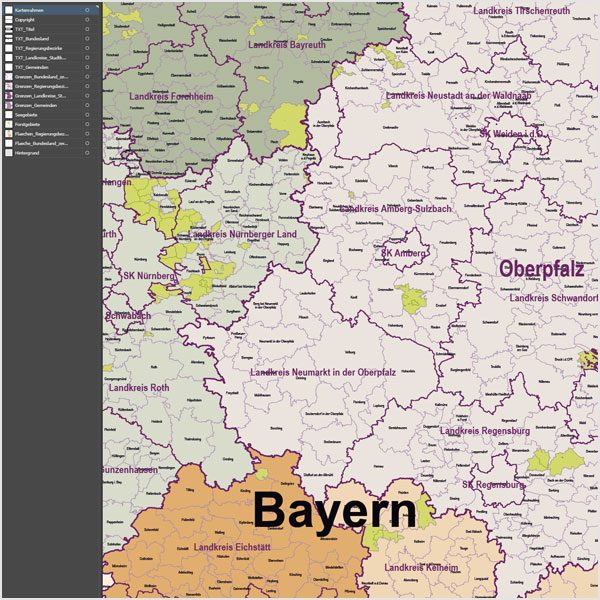 Bayern Vektorkarte Gemeinden Landkreise Regierungsbezirke, Karte Bayern Gemeinden, Karte Bayern Landkreise, Vektorkarte Bayern Gemeinden, Vektorkarte Bayern Landkreise, Landkreiskarte Bayern, Gemeindekarte Bayern