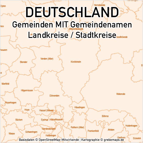 Deutschland Gemeinden MIT Gemeindenamen Vektorkarte Landkreise, Karte Deutschland Gemeinden, Karte Deutschland Landkreise, Landkreise Deutschland Vektorkarte, Gemeinden Deutschland Vektorkarte