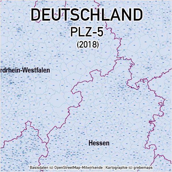 Deutschland Postleitzahlen PLZ-5 Vektorkarte 5-stellig Landkreise Ortsnamen, PLZ-Karte Deutschland, Karte PLZ Deutschland 5-stellig, PLZ-5 Karte Deutschland, Vektorkarte PLZ Deutschland mit Landkreisen