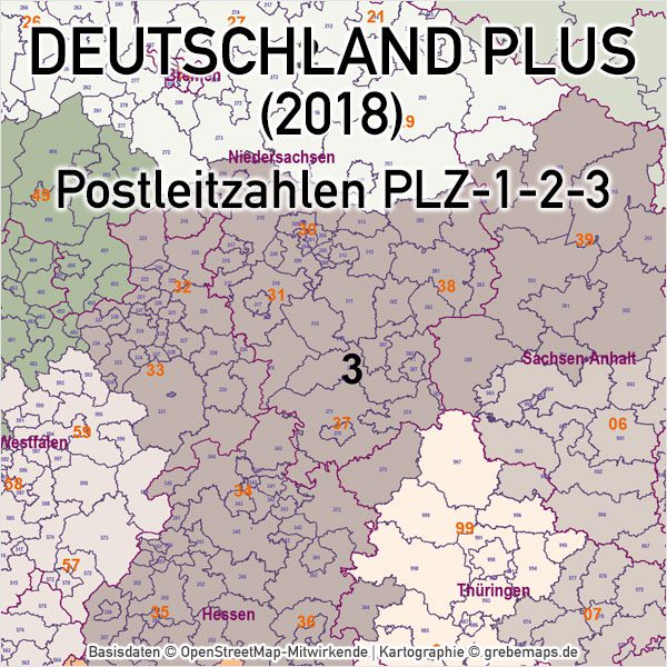 Deutschland PLUS Postleitzahlen PLZ 1-2-3 Vektorkarte (2018), Karte PLZ Deutschland, Karte Postleitzahlen Deutschland, Postleitzahlenkarte Deutschland, Deutschland Karte PLZ, PLZ Karte Deutschland