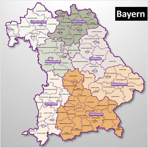 Bayern Regierungsbezirke Karte