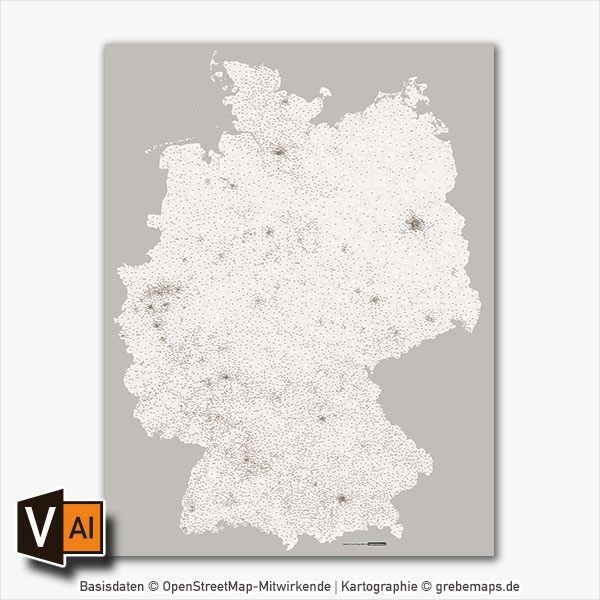 Deutschland Postleitzahlen PLZ-5 Vektorkarte abstrahiert, Karte PLZ Deutschland, Deutschland Karte PLZ, Vektorkarte Deutschland PLZ, Karte PLZ 5-stellig Deutschland