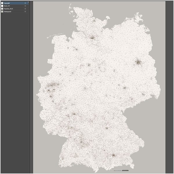 Deutschland Postleitzahlen PLZ-5 Vektorkarte abstrahiert, Karte PLZ Deutschland, Deutschland Karte PLZ, Vektorkarte Deutschland PLZ, Karte PLZ 5-stellig Deutschland