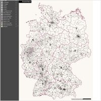 Deutschland Postleitzahlenkarte PLZ-1-2-3 Vektorkarte 3-stellig, Autobahnen, Postleitzahlenkarte Deutschland 3-stellig, PLZ-Karte Deutschland 3-stellig, Karte PLZ Deutschland