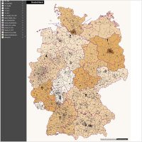 Deutschland Postleitzahlenkarte PLZ-1-2-3 Vektorkarte 3-stellig, Autobahnen, Postleitzahlenkarte Deutschland 3-stellig, PLZ-Karte Deutschland 3-stellig, Karte PLZ Deutschland