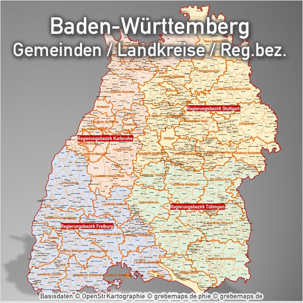 PowerPoint-Karte Baden-Württemberg Landkreise Gemeinden, Karte Baden-Württemberg Landkreise, Karte Baden-Württemberg Gemeinden, Karte für PowerPoint Baden-Württemberg, Karte BW Gemeinden, Karte BW Landkreise, Landkreise Baden-Württemberg PowerPoint, Gemeinden Baden-Württemberg PowerPoint
