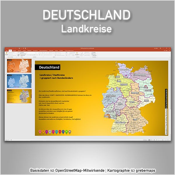 PowerPoint-Karte Deutschland Landkreise Vektorkarte, PowerPoint-Karte Landkreise Deutschland, Karte PowerPoint Landkreise Deutschland