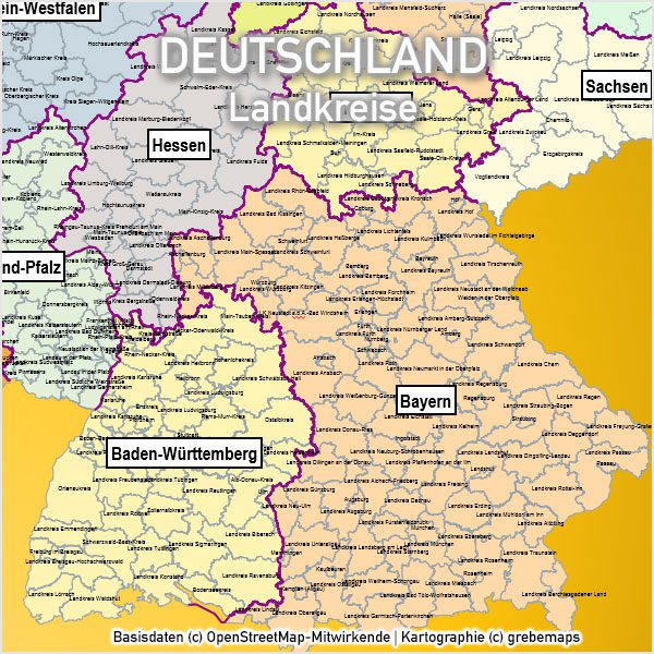 PowerPoint-Karte Deutschland Landkreise Vektorkarte, PowerPoint-Karte Landkreise Deutschland, Karte PowerPoint Landkreise Deutschland