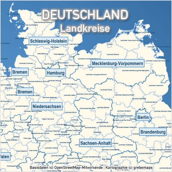 PowerPoint-Karte Deutschland Landkreise Vektorkarte, PowerPoint-Karte Landkreise Deutschland, Karte PowerPoint Landkreise Deutschland