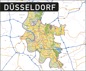 Düsseldorf Stadtplan Vektorkarte Stadtbezirke Stadtteile Topographie ...
