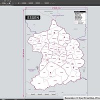 Essen Vektorkarte Stadtbezirke Stadtteile Topographie, Karte Essen Stadtbezirke, Karte Essen Stadtteile, Stadtteile Essen Karte download, Vektorkarte Essen Stadtteile download