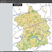 Essen Vektorkarte Stadtbezirke Stadtteile Topographie, Karte Essen Stadtbezirke, Karte Essen Stadtteile, Stadtteile Essen Karte download, Vektorkarte Essen Stadtteile download