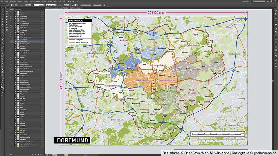 Karte Dortmund Vektorkarte Stadtbezirke Topographie, Karte Dortmund, Vektorkarte Dortmund Stadtbezirke, Stadtkarte Dortmund, Karte Dortmund AI-Datei download