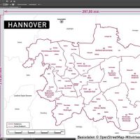 Hannover Vektorkarte Stadtbezirke Topographie, Karte Hannover, Vektorkarte Hannover, Karte Hannover AI-Datei download