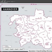 Hannover Vektorkarte Stadtbezirke Topographie, Karte Hannover, Vektorkarte Hannover, Karte Hannover AI-Datei download