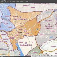 Hannover Vektorkarte Stadtbezirke Topographie, Karte Hannover, Vektorkarte Hannover, Karte Hannover AI-Datei download