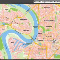 Düsseldorf-Mitte Übersichtskarte Vektorkarte, Karte Düsseldorf Mitte, Karte Düsseldorf Innenstadt, Karte Düsseldorf Zentrum, Karte Düsseldorf mit Gebäuden, Karte Düsseldorf AI-Datei download