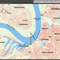 Düsseldorf-Mitte Übersichtskarte Vektorkarte, Karte Düsseldorf Mitte, Karte Düsseldorf Innenstadt, Karte Düsseldorf Zentrum, Karte Düsseldorf mit Gebäuden, Karte Düsseldorf AI-Datei download