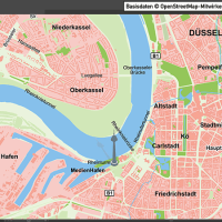 Düsseldorf-Mitte Übersichtskarte Vektorkarte, Karte Düsseldorf Mitte, Karte Düsseldorf Innenstadt, Karte Düsseldorf Zentrum, Karte Düsseldorf mit Gebäuden, Karte Düsseldorf AI-Datei download